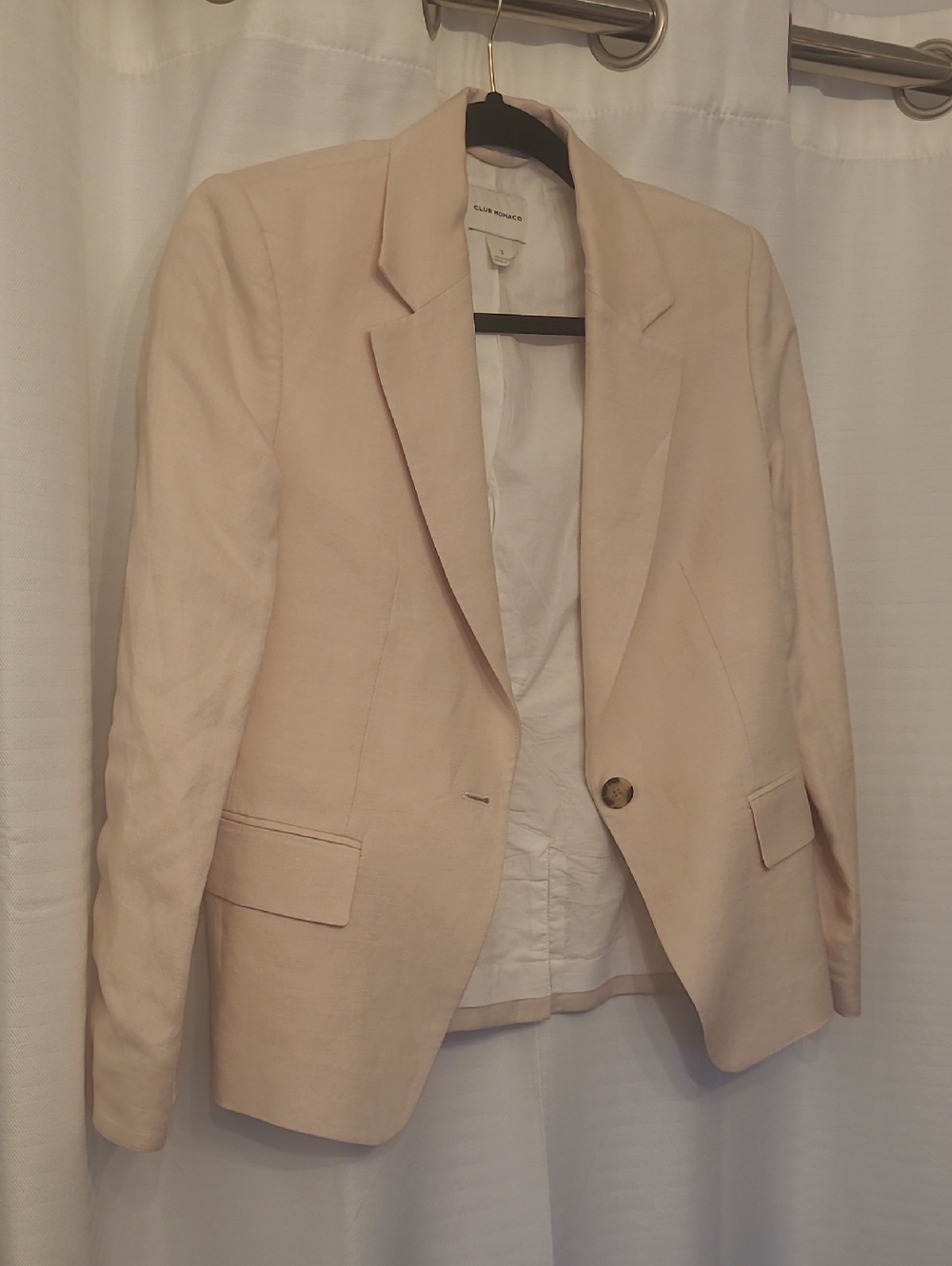 Club Monaco Cream Off White Single-Button Blazer
